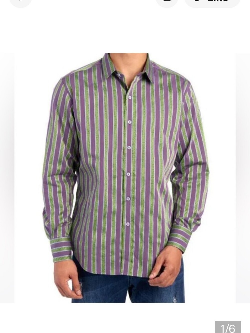 ROBERT GRAHAM PURPLE AND GREEN STRIPED LONG SLEEVE BUTTON DOWN XL MENS PREPPY